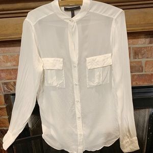 BCBGMaxazria white sheer top
